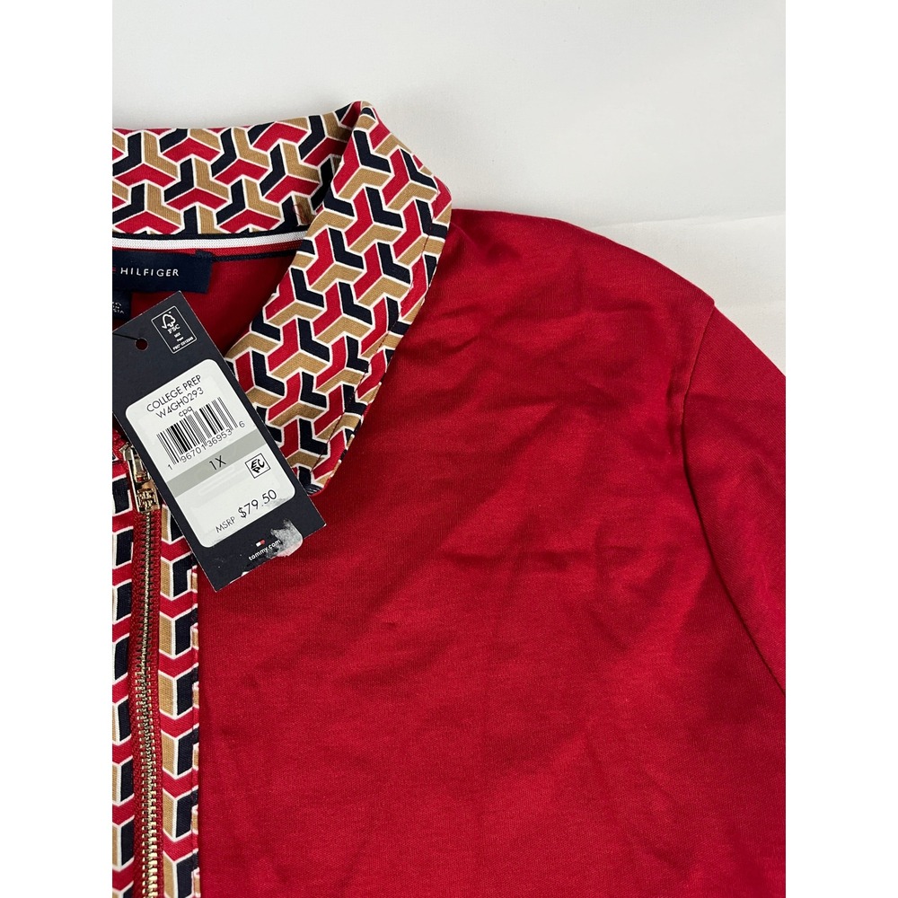 Tommy Hilfiger Women's‎ 1X Red College Prep Quarter Zip Long Sleeve